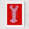 Pink Lobster Medium White Frame