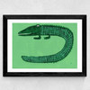 Green Crocodile Wide Black Frame