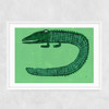 Green Crocodile Narrow White Frame