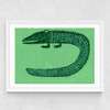 Green Crocodile Medium White Frame