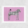 Zebra by Nancy McKie Narrow White Frame