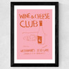 Wine and Cheese Club Wide Black Frame