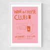 Wine and Cheese Club Medium White Frame