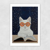Cat Reading A Book Unframed Print