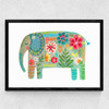 Floral Elephant Medium Black Frame