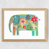 Floral Elephant Wide Oak Frame