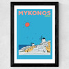 Mykonos, Greece Wide Black Frame