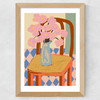 Flowers On A Chair Wide Oak Frame