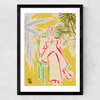 Reading Among Palm Trees Medium Black Frame