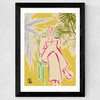 Reading Among Palm Trees Wide Black Frame