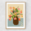 Tulips Vase Narrow Oak Frame