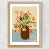 Tulips Vase Wide Oak Frame