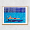 Red Swimmer Narrow Oak Frame