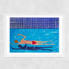 Red Swimmer Narrow White Frame