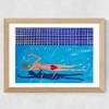 Red Swimmer Wide Oak Frame