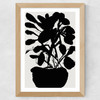 Potted Plant Silhouette I Wide Oak Frame