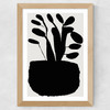Potted Plant Silhouette II Wide Oak Frame