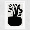 Potted Plant Silhouette II Wide White Frame
