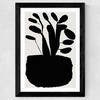 Potted Plant Silhouette II Wide Black Frame