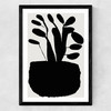 Potted Plant Silhouette II Medium Black Frame