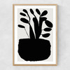 Potted Plant Silhouette II Narrow Oak Frame