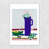 Blue Vase on Table Unframed Print