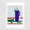 Blue Vase on Table Narrow White Frame