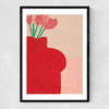 Red Bust Vase Narrow Black Frame