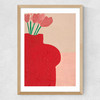 Red Bust Vase Medium Oak Frame