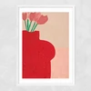 Red Bust Vase Narrow White Frame
