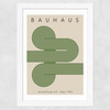 Bauhaus Green Curved Stripes Wide White Frame