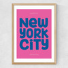 New York Typography Medium Oak Frame
