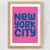 New York Typography Wide Oak Frame