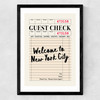 NY Guest Check Medium Black Frame