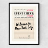 NY Guest Check Narrow Black Frame