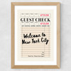 NY Guest Check Wide Oak Frame