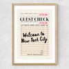 NY Guest Check Medium Oak Frame