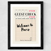 Paris Guest Check Wide Black Frame