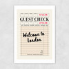 London Guest Check Unframed Print