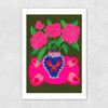 Bright Pink Floral Vase Unframed Print