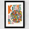 Retro Kitchen Disco Wide Black Frame