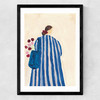 Lady With Flowers Medium Black Frame