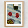 Blue Wine Time Wide Oak Frame