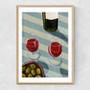Blue Wine Time Narrow Oak Frame
