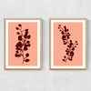 Floral Silhouette Set Narrow Oak Frame
