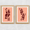 Floral Silhouette Set Wide Oak Frame