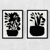 Potted Plant Silhouette Set Narrow Black Frame