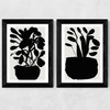 Potted Plant Silhouette Set Wide Black Frame