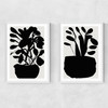 Potted Plant Silhouette Set Narrow White Frame
