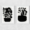 Potted Plant Silhouette Set Wide White Frame